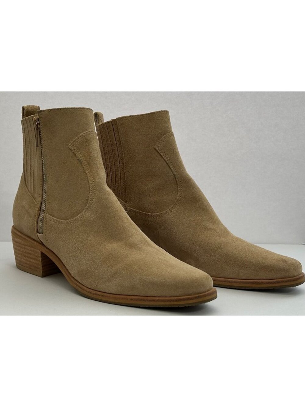 Donald Pilner Women's Tan Suede Banks Western Bootie Marisol 8.5 M Cowgirl Boots